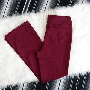 Tailormade Burgundy Bootcut Flare Jeans | Size 10 | Wine Red Stretch Denim
